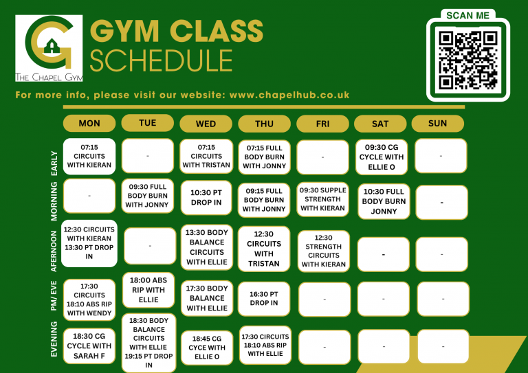 Gym class schedule