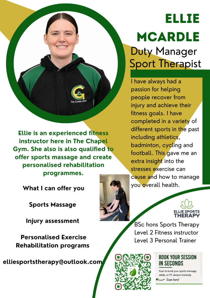 Ellie McArdle Duty Manager and Sports Therapist
